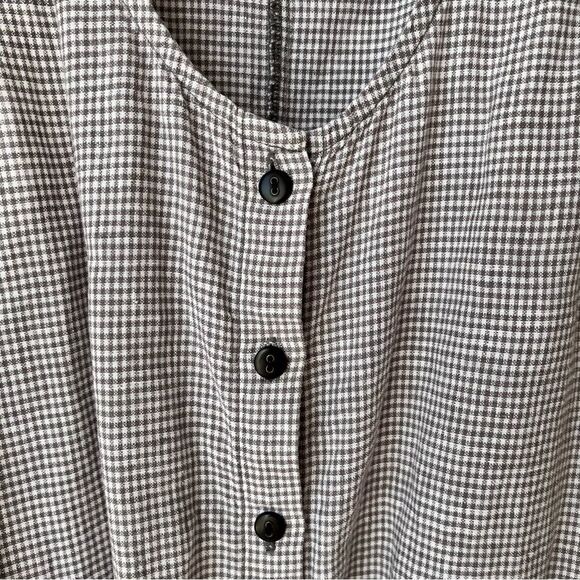 HABITAT Black & White Checkered 100% Linen Flowy Tunic Top Dress Vest Size M - Picture 3 of 6